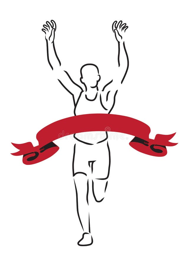 Illustration of a humans line shape running chase a red finish ribbon. ask me if you need the vector file. Illustration of a humans line shape running chase a red finish ribbon. ask me if you need the vector file.