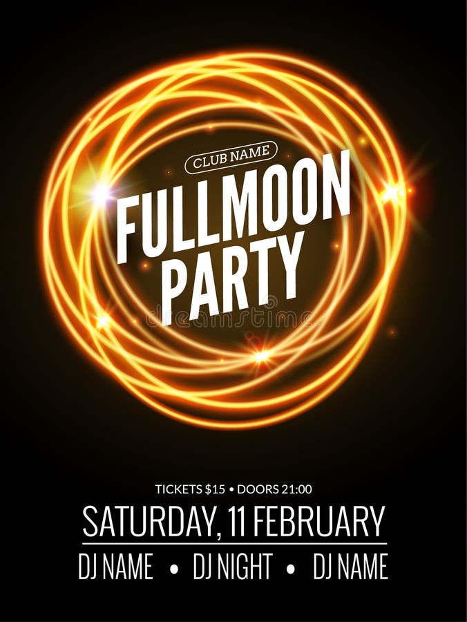 Fullmoon party design flyer. Disco party night. Vector dance poster template. Moon light illustration vector illustration Fullmoon party design flyer. Disco party night. Vector dance poster template. Moon light illustration vector illustration