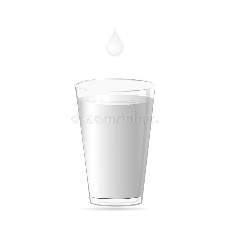 Fullt exponeringsglas mjölkar, och droppe mjölkar isolerat på vit bakgrund vektor