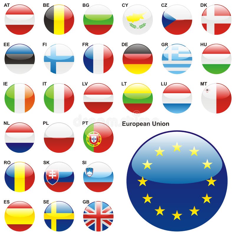 Fully editable vector illustration of all twentyseven Member States of the European Union in web button shape. Flag malta vector vectors