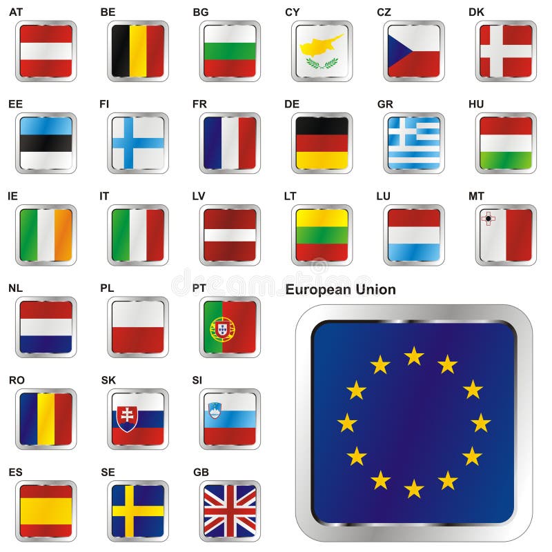 Fully editable vector illustration of all twentyseven Member States of the European Union in web button shape. Flag malta vector vectors
