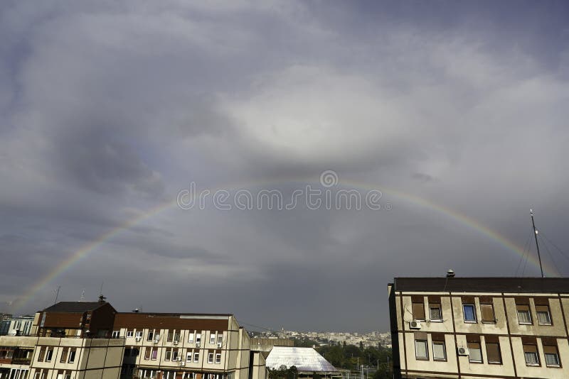 Fully Formed Rainbow Over Apartment Block Stock Photos Free & RoyaltyFree Stock Photos from