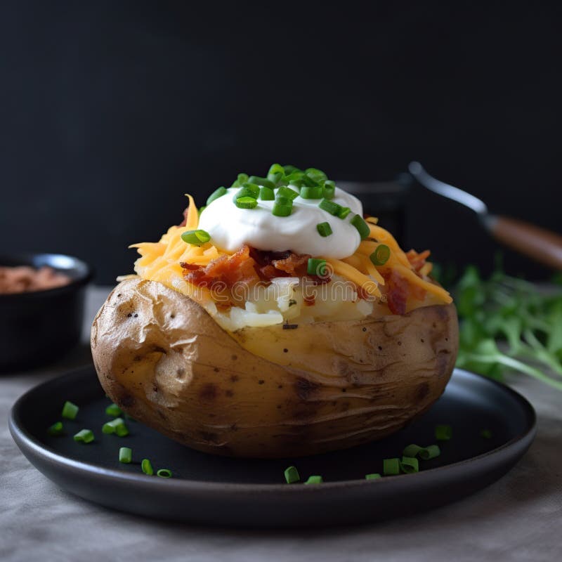 Fully-Loaded Baked Potato stock illustration. Illustration of baked