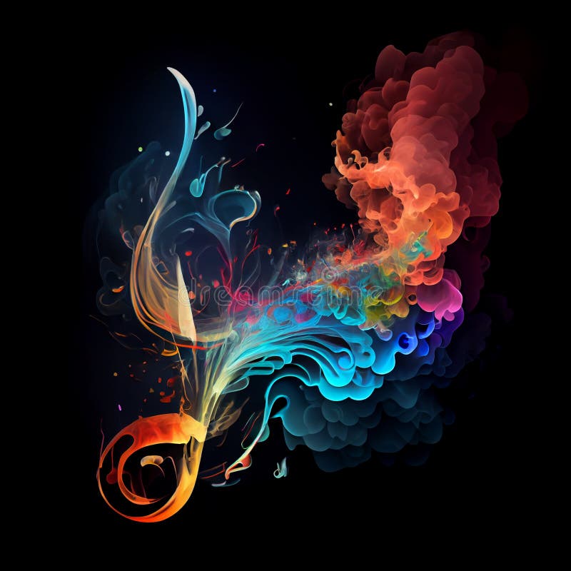 Fum colorat cu note muzicale ilustrative royalty free illustration