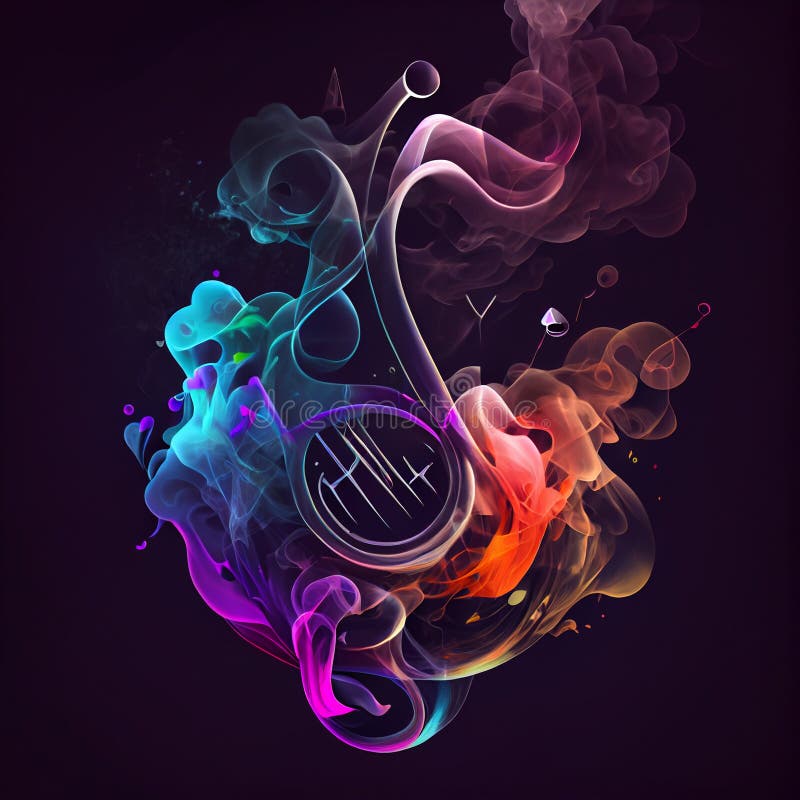 Fum colorat cu note muzicale ilustrative stock illustration