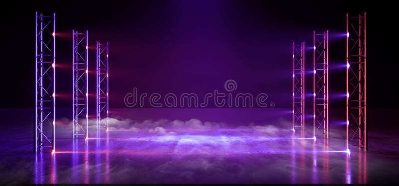 Fum neon laser gate cyber-gate cyber futuristic sci fi albastru pantone albastru purpuriu strălucitor linii de construcție etapă c royalty free illustration