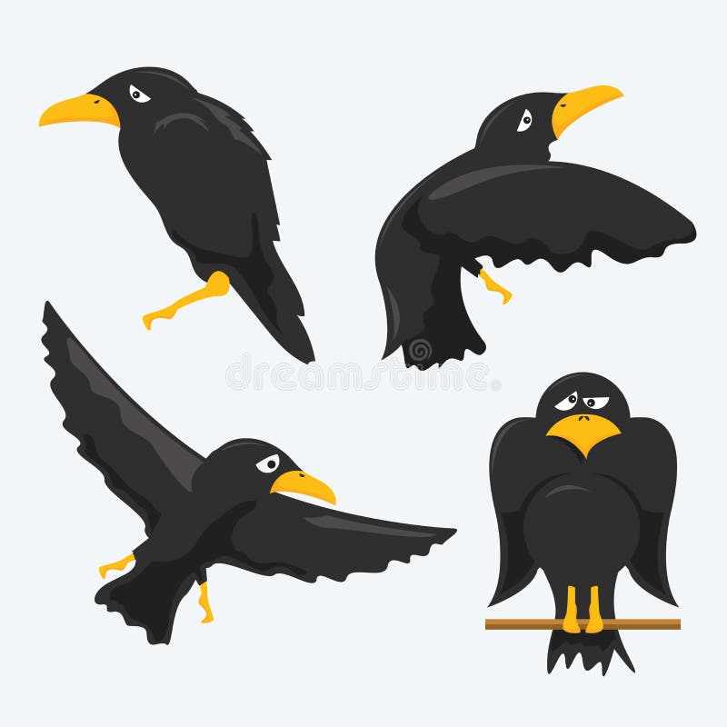 Vector set of cartoon crows. Vector set of cartoon crows