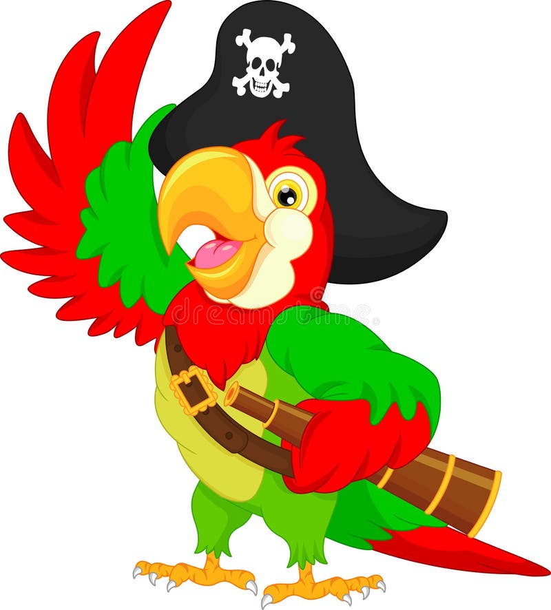 Fumetto del pappagallo del pirata illustrazione vettoriale Fumetto del pappagallo del pirata illustrazione vettoriale