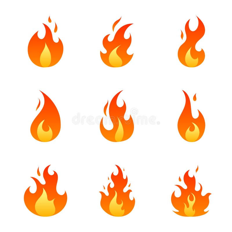 Fumetto delle fiamme del fuoco piano illustrazione di stock