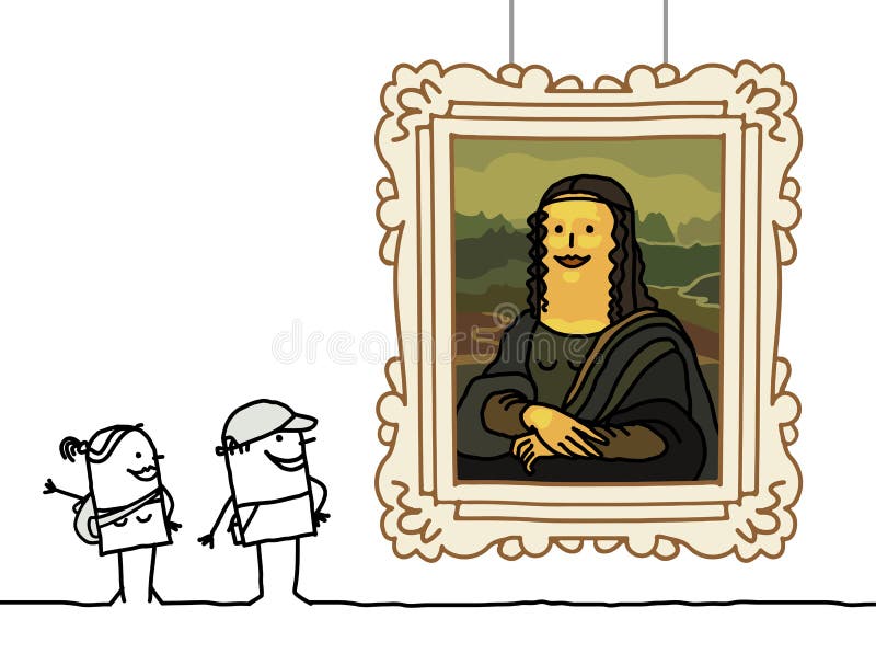 Mona Lisa cartoon - hand drawn characters. Mona Lisa cartoon - hand drawn characters