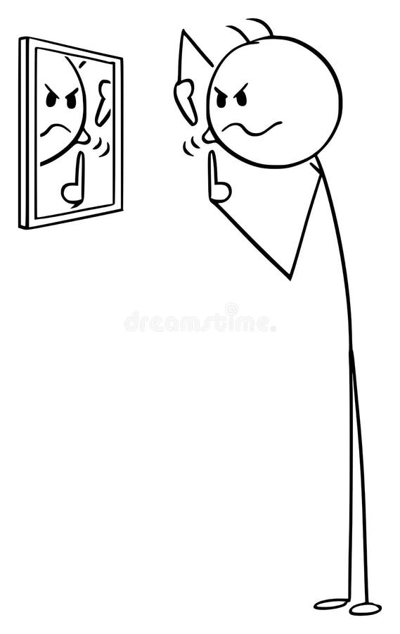 Fumetto di vettore dell'uomo che esamina specchio e che schiocca grande brufolo nel suo fronte illustrazione vettoriale Fumetto di vettore dell'uomo che esamina specchio e che schiocca grande brufolo nel suo fronte illustrazione vettoriale
