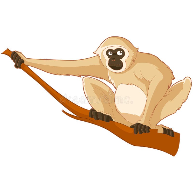 Fumetto Gibbon sorridente illustrazione vettoriale Fumetto Gibbon sorridente illustrazione vettoriale