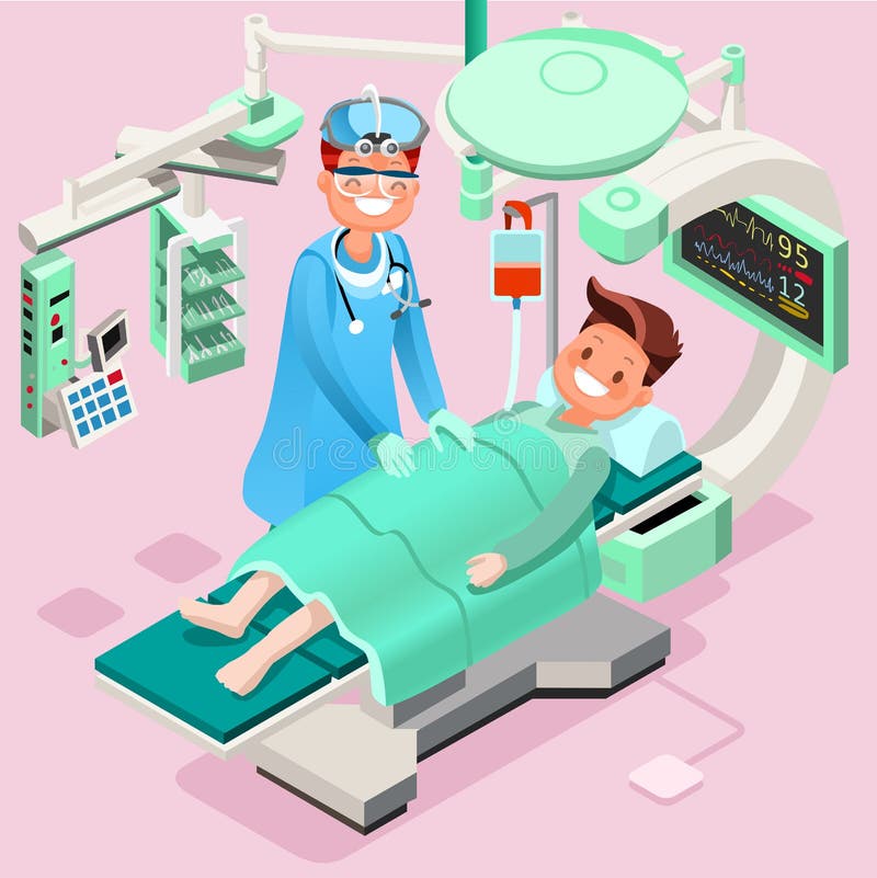 Fumetto isometrico della gente dell'ambulatorio medico illustrazione di stock Fumetto isometrico della gente dell'ambulatorio medico illustrazione di stock