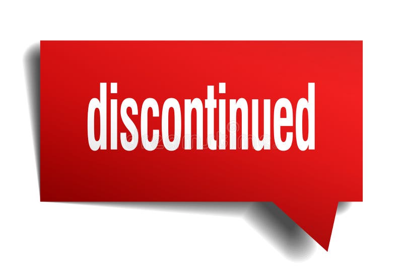 Discontinued red 3d square isolated speech bubble. Discontinued red 3d square isolated speech bubble