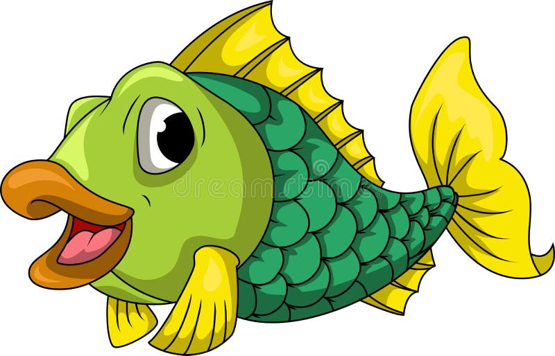 Illustration of green fish cartoon. Illustration of green fish cartoon