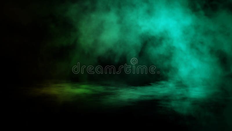 Fumo verde di pendenza sul pavimento Fondo nero isolato Sovrapposizioni nebbiose di struttura di effetto di nebbia per testo o sp immagine stock libera da diritti