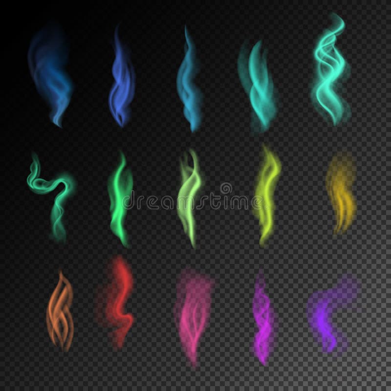 Colorful smoke on black background . abstract realistic rainbow smoke set. 3d illustration. vector. created with gradient mesh. Colorful smoke on black background . abstract realistic rainbow smoke set. 3d illustration. vector. created with gradient mesh