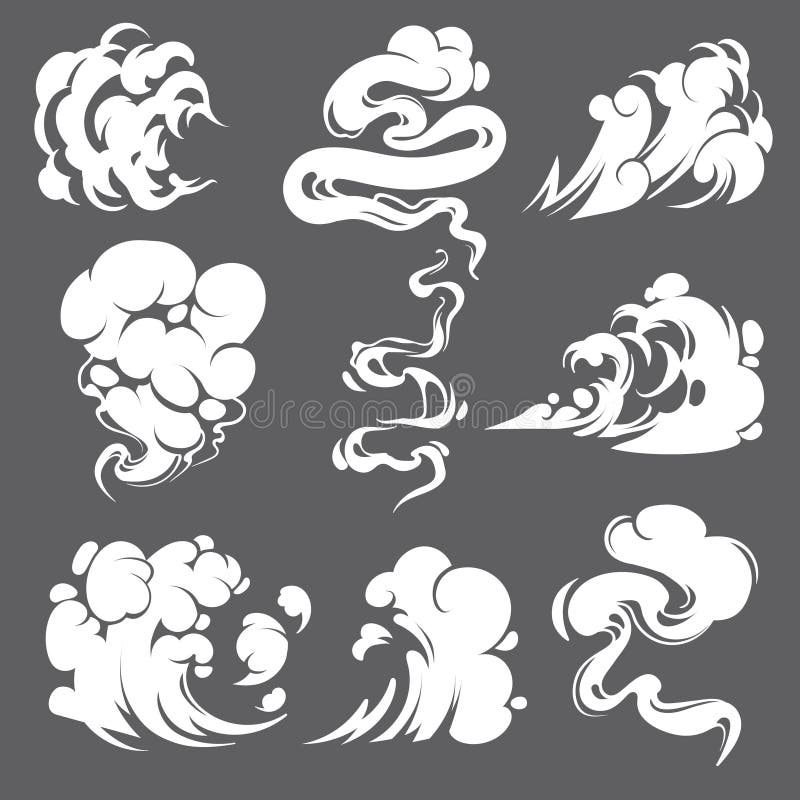 Fumée comique Les nuages cuisent la bande dessinée à la vapeur de tabagisme d'aspiration de jeu du feu d'effet de souffle de traî illustration de vecteur Fumée comique Les nuages cuisent la bande dessinée à la vapeur de tabagisme d'aspiration de jeu du feu d'effet de souffle de traî illustration de vecteur
