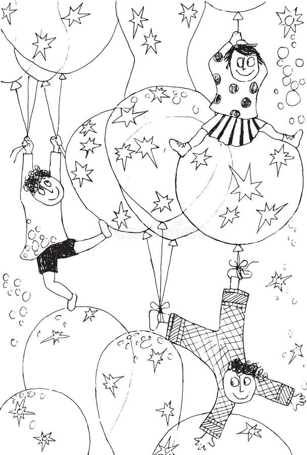 Fun Birthday Party Line Drawings Stock Vector Illustration of drawn