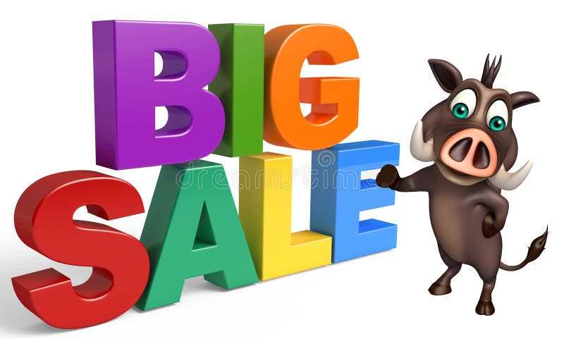 Fun Boar cartoon character with big sale royalty free illustration Fun Boar cartoon character with big sale royalty free illustration