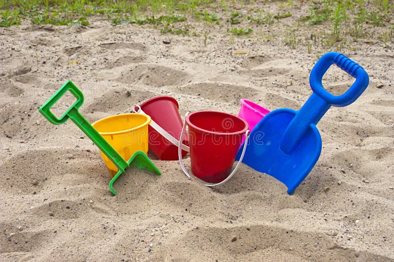 Fun Colorful Children Beach Toys and Sand