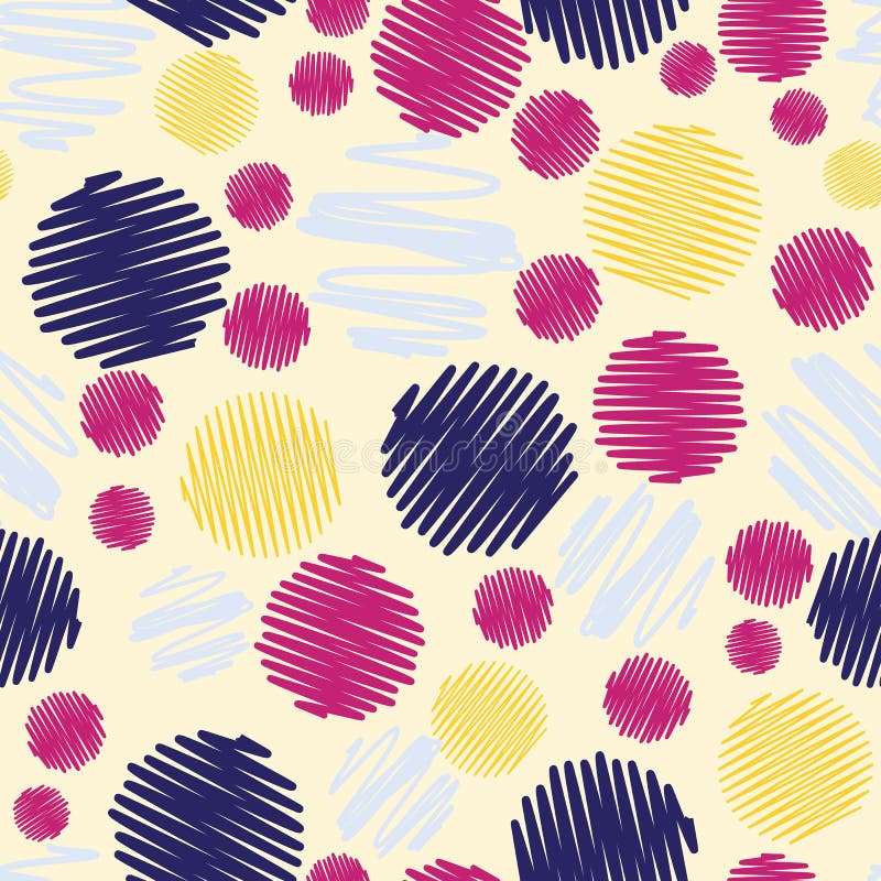 Fun colorful scribble dots seamless pattern background. royalty free illustration