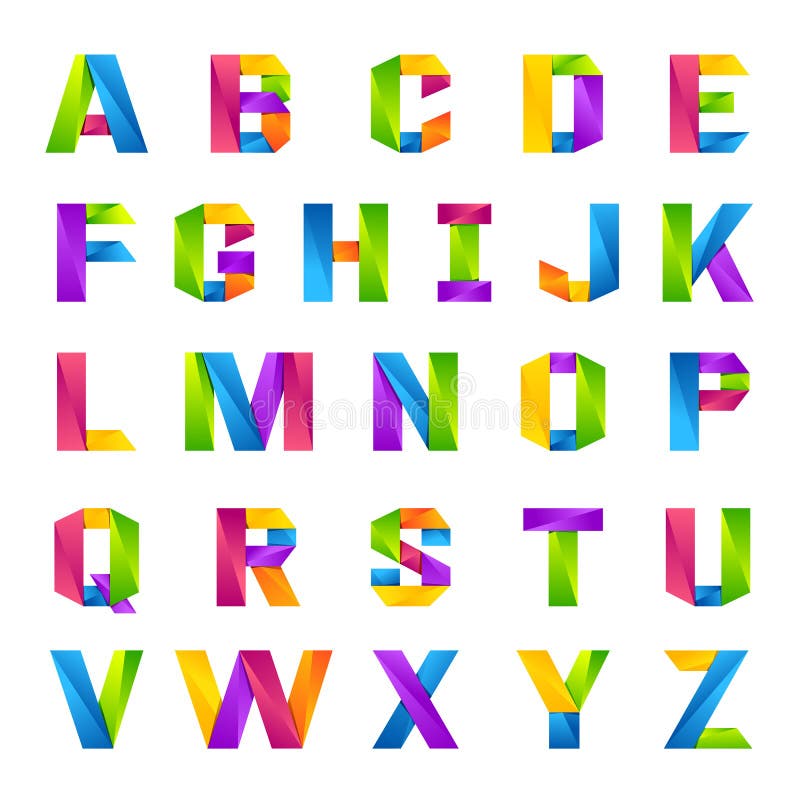 Fun english alphabet one line colorful letters set vector illustration