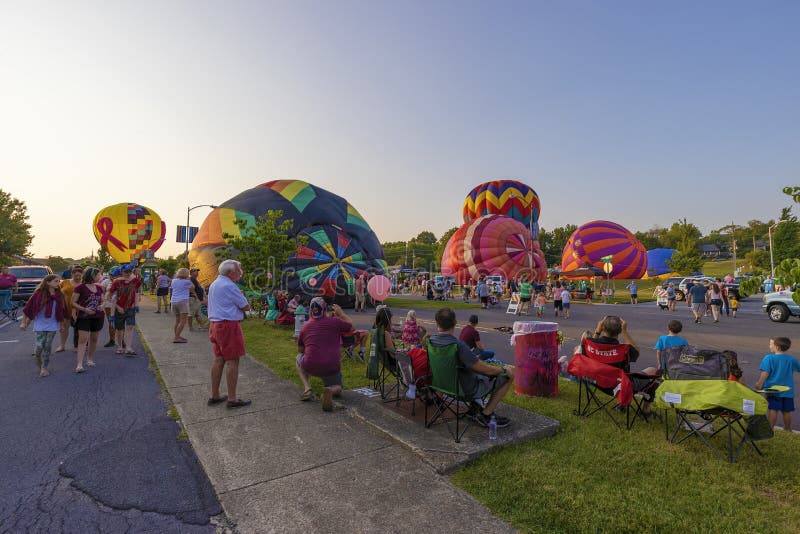 Fun Fest Hot Air Balloon Glow in Kingsport, Tennessee Editorial Photo