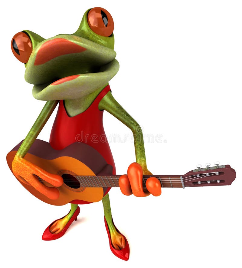 Frog with a guitar stock illustration. Illustration of green - 7920823