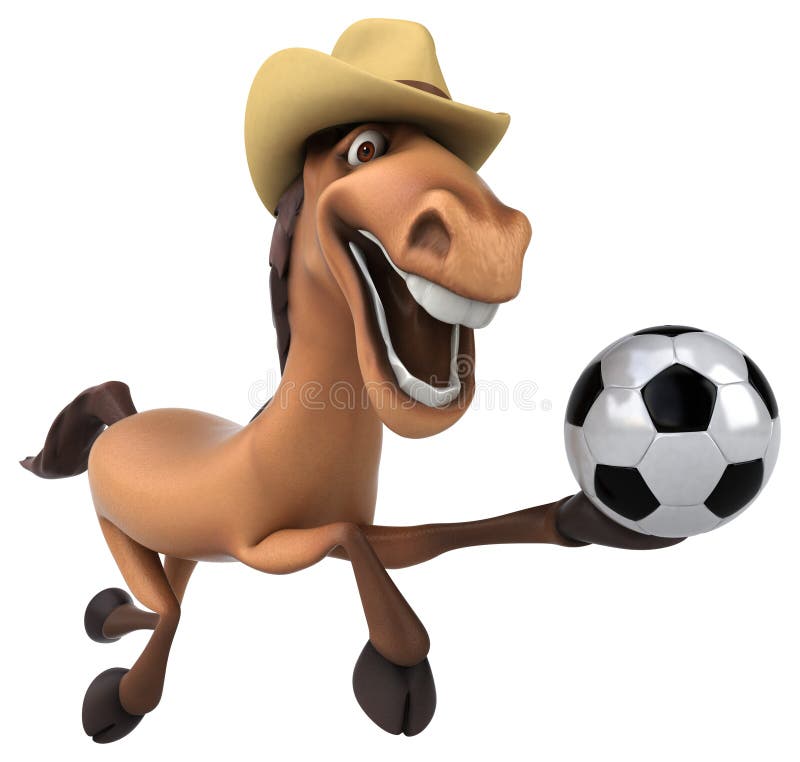 Horse Cartoon Character with Football Stock Illustration Illustration
