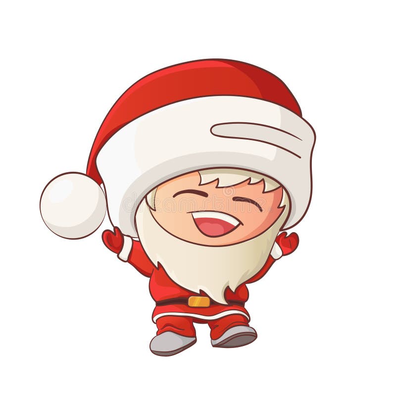 Fun jultomten i rött kostym Kawaii-stil stock illustrationer Fun jultomten i rött kostym Kawaii-stil stock illustrationer