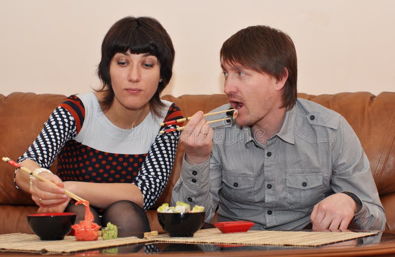 Fun with sushi stock photo. Image of ginger, expression - 24692440