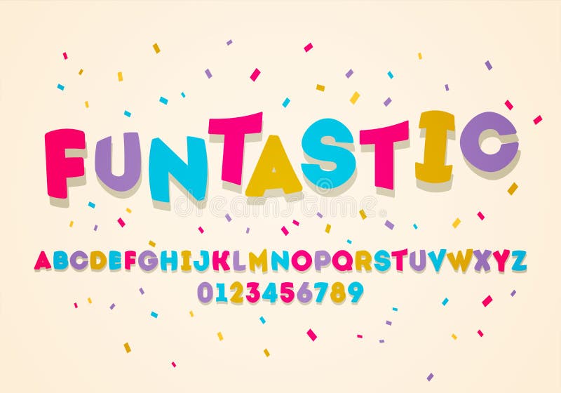 Vector fun uppercase display alphabet. Colorful kids font