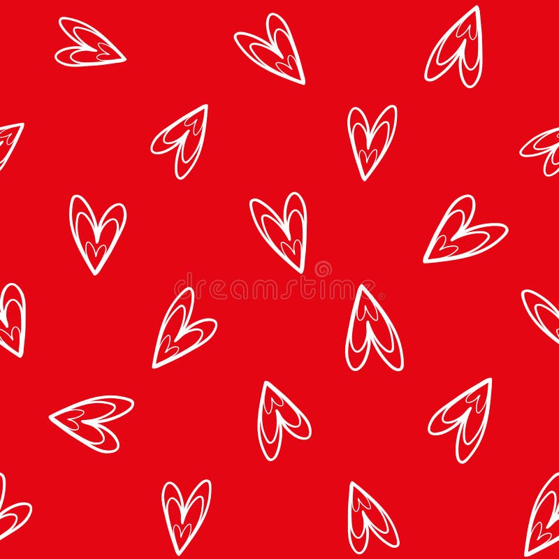 Fun White Hand Drawn Doodle Hearts on Vibrant Red Background As Seamless  Vector Pattern. Stock Vector - Illustration of sweet, funky: 136003491