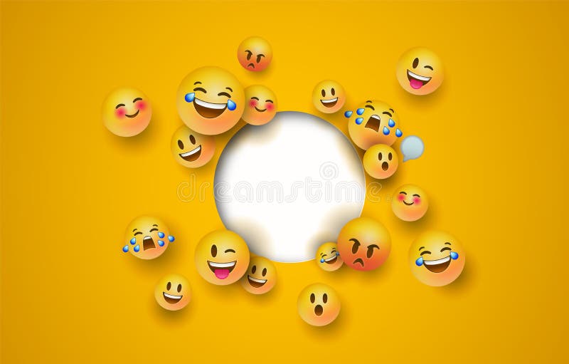 Fun Yellow Emoji Icon White Circle Cutout Template Stock Vector -  Illustration of avatar, character: 159876540