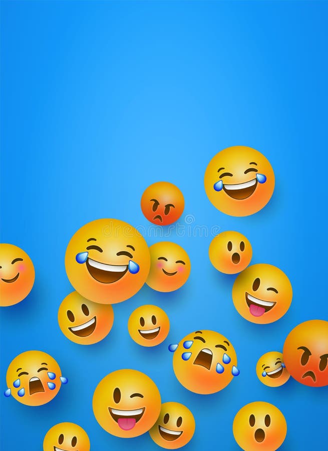 Fun 3d Smiley Face Icons Blue Copyspace Background Stock Vector -  Illustration of smile, mood: 159876582