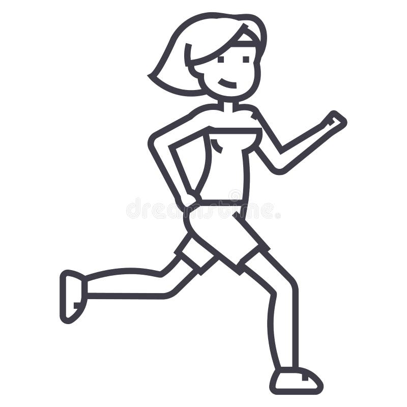 Funcionamiento de la mujer, línea icono, muestra, ejemplo del vector de la aptitud en el fondo, movimientos editable libre illustration Funcionamiento de la mujer, línea icono, muestra, ejemplo del vector de la aptitud en el fondo, movimientos editable libre illustration