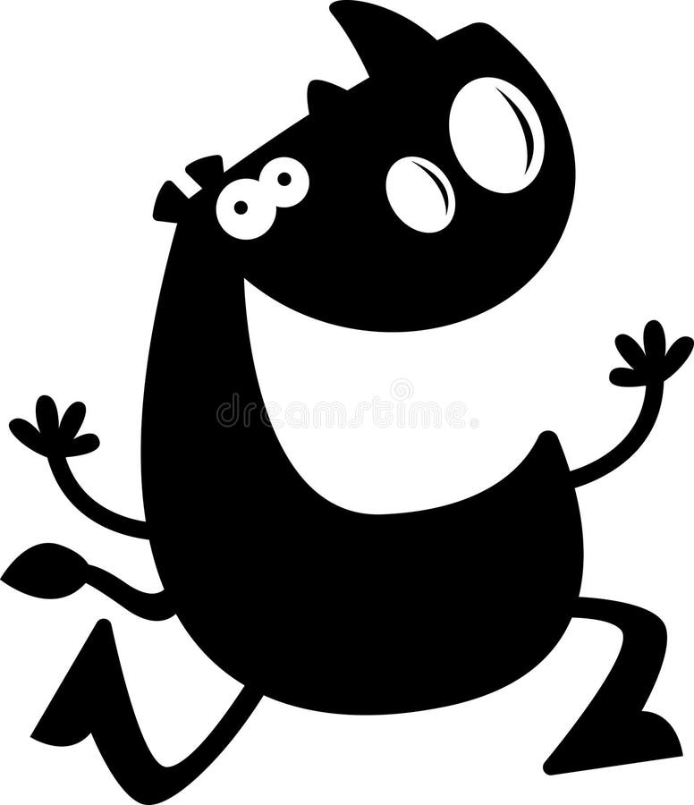 Funcionamiento de la silueta del rinoceronte de la historieta ilustración del vector Funcionamiento de la silueta del rinoceronte de la historieta ilustración del vector