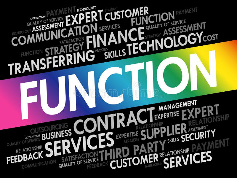 Σύννεφο λέξεων FUNCTION, κολάζ, φόντο επιχειρηματικής ιδέας διανυσματική απεικόνιση