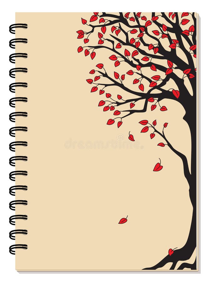 A5 Funda De Cuaderno De Espiral Escolar Con árbol Negro Y Hojas Rojas  Ilustración del Vector - Ilustración de espacio, clase: 186899375