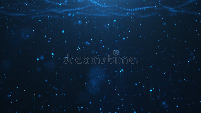 Fundal abstract al particulelor strălucitoare de particule de culoare albastru strălucitor digital. particule flotante de culoare royalty free illustration
