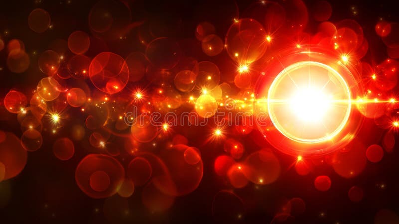 Fundal abstract cu lumini cercului roșu strălucitor și efecte negative asupra fundalului întunecat royalty free illustration