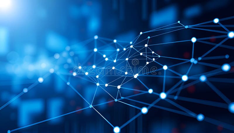Fundal albastru abstract neclar cu linii și puncte de conectare digitală ilustrare royalty free illustration