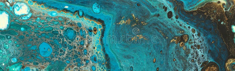 Fundal cu efect marbleizat. culori creative albastre. vopsea frumoasă cu adaos de aur royalty free stock image