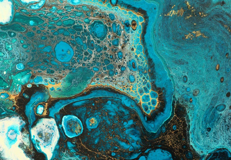Fundal cu efect marbleizat. culori creative albastre. vopsea frumoasă cu adaos de aur royalty free stock photos
