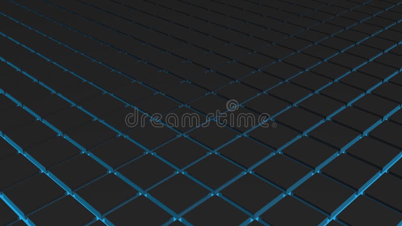 Fundal cu pătrate negre și linii luminoase albastre 3d cu ilustrare vector illustration