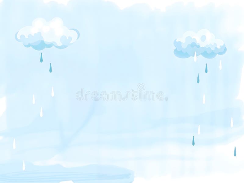 Fundal de acuarelă abstractă vibrantă cu un cer albastru pastel senin moale cu picături de ploaie capricioase ilustrare stock illustration
