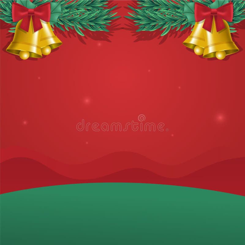 Fundal de Crăciun cu Clopoței de Aur și Ramuri de Pini vector illustration