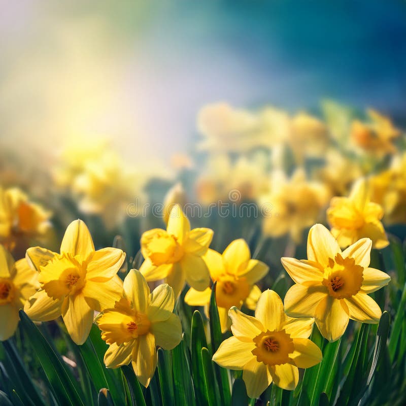 Fundal de Paști de primăvară cu daffodils galbeni minunați stock illustration