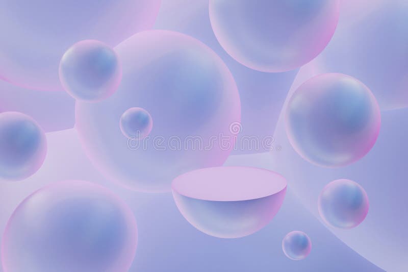Fundal de podium realist 3D o emisferă albastră roz ca orbite lucioase de podium cu nuanțe pastelate blânde. stock illustration